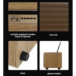 Портативна колонка ретро Kisonli G12A Bluetooth 1200mAh 8 Вт Wooden - мініатюра 3