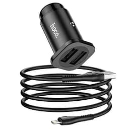 Адаптер автомобильный Hoco Lightning Cable Wise road dual port Car charger set NZ4 |2USB, 4.8A|