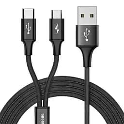 Кабель Baseus Rapid 2 in 1 Cable USB to MicroUSB/Type-C 3A 1.2m CAMT-ASU01 Black