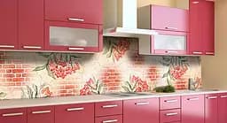 Кухонний фартух Горобина Цегляна вінілова кладка для кухні 65х250 см Ягоди Червоний Happy Pocket Z183808 - мініатюра 3