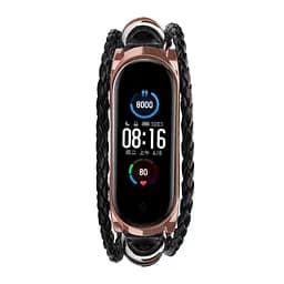 Ремінець вінтажний Carprie для фітнес-браслета Xiaomi Mi Band 5 і 6 Type A Black rose gold - мініатюра 2