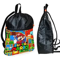 Рюкзак-мішок для взуття, спортивної форми Супер Маріо «Super Mario» дитяча сумка для змінки з розширювачем (01303)