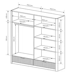 Шафа для одягу Perfect Home Ланте / Lante 4-дверна з дзеркалом і золотими ручками 4D2S/213 Беж (PFH-091124) - мініатюра 3