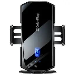 Універсальний автотримач ColorWay FlameGrip, автозажим, Wireless Charger 15W Black (CW-CHAW070Q-BK) - мініатюра 3