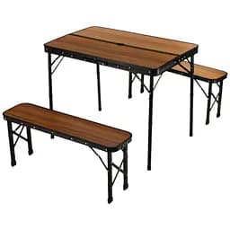 Стіл туристичний Outtec розкладний + 2 лавки коричневий