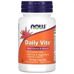 Комплекс вітамінів та мінералів Now Foods Daily Vits 30 вегетаріанських капсул