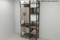 Шафа Гардероб Уні секція 5 серії Конект Ferrum-decor 220x60x50см Чорний метал ДСП Дуб Сонома Трюфель 32 мм (FRD-104514) - мініатюра 4