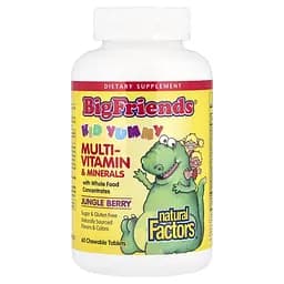 Мультивітаміни для дітей Natural Factors Big Friends Multi-Vitamin & Minerals, 60 жувальних таблеток