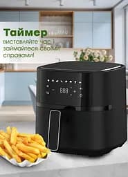 Багатофункціональна мультипіч Crownberg Air Fryer Grill на 5 літрів Аерогриль, аерофритюрниця без олії Black - мініатюра 7