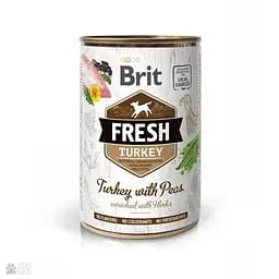 Вологий корм Brit Fresh Turkey with Peas 0.4 кг вологий для собак (індичка)