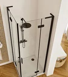 Душова кабіна Rea Hugo 90x90 black підвійна REA-K6601, Чорний матовий, Універсальна, прозрачний, Чорний матовий - мініатюра 4