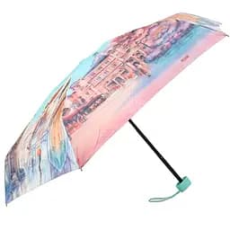 Женский складной зонтик механический Lamberti 93 см голубая