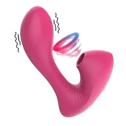 Вібратор кліторальний стимулятор I’MCUM Double Kiss з функцією смоктання та підігрівом Рожевий (IM-KXY222-rose)