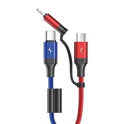 Кабель combo Micro USB/Lightning+Type-C Joyroom S-M376 1,3 м, 3,5A