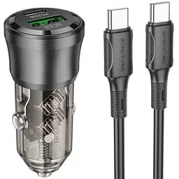 АЗУ Borofone BZ25 Journey PD20W+QC3.0 total 38W (1USB-A/1C) + кабель Type-C to Type-C Transparent black