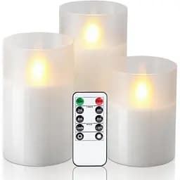 Мерехтливі свічки Amagic з прозорого скла з реалістичним полум'ям, що танцює, світлодіодні