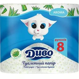 Туалетная бумага Диво Aroma Алоє, двухслойная, 8 рулонов