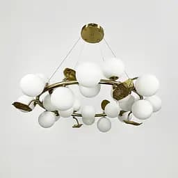 Кольцевая люстра с 24 белыми плафонами и листочками Ø 80 см | Ст. MJ 218-800 AB | Line F