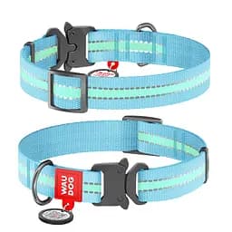 Ошейник для собак нейлоновый Waudog Nylon с QR-паспортом светонакопительный/светоотражающий металлическая пряжка-фастекс Ш 20