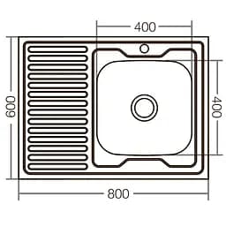 Кухонна мийка накладна ZerixZ8060R-04-160E satin ZX1619, Нержавіюча сталь - мініатюра 3