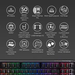 Клавіатура Ducky One 3 TKL Cherry MX Blue RGB Black UA [DKON2187ST-CUAPXCLAWSC1] [126058] - мініатюра 11