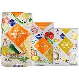 Набор: пшеничная крупа Премия Булгур №2, 700 г + крупа пшеничная Премия Кус-кус 400 г + крупа пшеничная Премия Артек 280 г