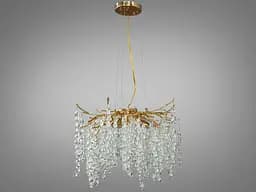 Дизайнерська підвісна кришталева люстра Гліцинія, 8 ламп, золото
