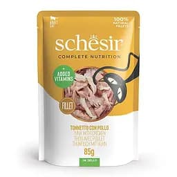 Консерва для котів Schesir Tuna and Chicken 85 г тунець з курячим філе в желе натуральні