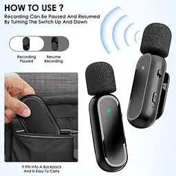 Бездротові мікрофони Lavalier для iPhone, iPad, Android, із зарядним футляром та адаптером 2 шт - мініатюра 4