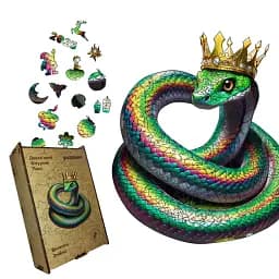 Пазл деревянный Большая Змейка, А4, Картонная коробка 100 элементов