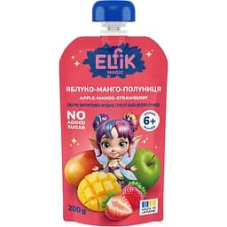 Пюре фруктове Elfik Magic Яблуко-Манго-Полуниця 200 г