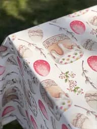 Водовідштовхувальна Скатертина Великодня пасочка (рожева) 220х140 см (+ 4 серветки 30х40) - мініатюра 2