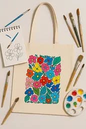 Набор экосумка-раскраска «Funny Flowers» хлопок 220 г/м2 38х42см ROSA Talent [CD]