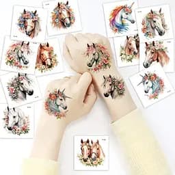 Набір тимчасових татуювань "Коні" Fresh Tattoo Horses-20-01 розмір 6х6 см - мініатюра 6