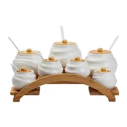 Набір баночок для сипучих продуктів Yiwu HP1231 7 шт по 200 та 550 мл на підставці білий