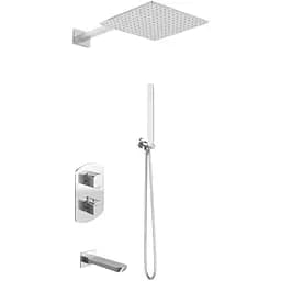 Душова система Kohlman Foxal 20 chrome з термостатом + BOX прихованого монтажу KPL-QW433FQ20, Хром