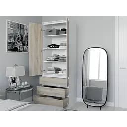 Шкаф с полками для одежды Moreli T-210 2117x800x500 мм Белый/Дуб сонома (mo-t210-white-sonoma)