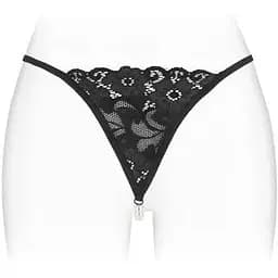 Трусики-стрінги Fashion Secret Venusina з перлинною ниткою Black