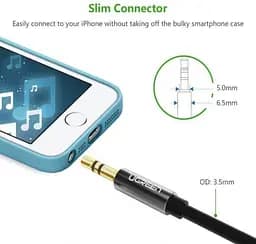 Аудіо кабель Ugreen AV112 3.5 мм Male to 3.5 мм Male Cable золотистий Plated Metal Case with Braid (50361) - мініатюра 2