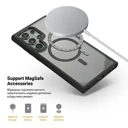 Чехол Samsung Galaxy S24 Ultra 5G (SM-S928), Unit MagSafe, черный, прозрачный, магсейф, противоударный, магнитный, панель-накладка с поддержкой MagSafe, с поддержкой беспроводной зарядки, TPU+PC, защита всего корпуса, ударопрочный - мініатюра 4
