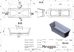 Ванна Miraggio BONITA (0000265) Mirasoft | Матова | Окремостояча | Біла - мініатюра 2