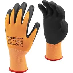 Рукавички робочі Yato для смартфонів бензостійкі нейлонові з нітрилом розмір 9 чорно-помаранчеві (YT-74755)