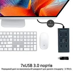 Концентратор Promate USB Hub 7 ports (ezhub-7.grey) (ezhub-7.grey) - мініатюра 3