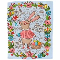 Рушник вафельний Руно Великодній набивний блакитний 45х60 см (205.15_Пасха блакитний_1)