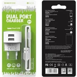 Зарядний комплект Borofone BA23A Brilliant 2 USB 2.4 A + кабель Lightning для айфон