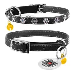 Нашийник Waudog Glamour з резинкою клейовими стразами "Квітка" для котів (ширина 9мм довжина 22-30см) чорний