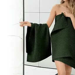 Рушник вафельний Cosas Greek Waffle Forest 75x130 см, темно-зелений - мініатюра 5