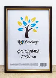 Фоторамка 21Х30, (А4), коричневая с золотой вставкой, 1511-В84, СТЕКЛО + КАРТОН