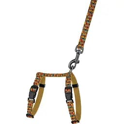 Шлея для котів та собак дрібних порід BronzeDog Urban Art Алекса з повідцем XXS 15-23 см