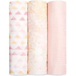 Набір багаторазових пелюшок Aden + Anais Metallic primrose birch, бамбуковий муслін, 120х120 см, персиковий, 3 шт. (AA-9216G)